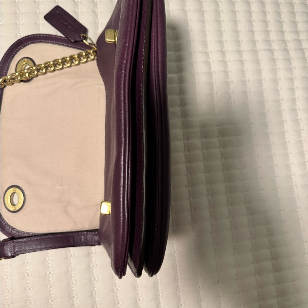 Purple Leather Coach Purse - Picture 7 of 9